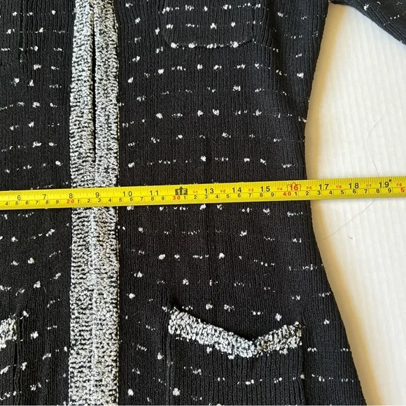 Neiman Marcus M Black White Open Cardigan Sweater - Picture 8 of 15